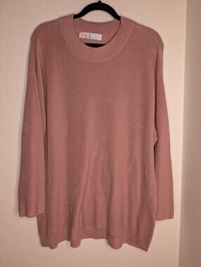 Free People Beach Pink Knit Crewneck Pullover Sweater L Boho Coverup Summer
